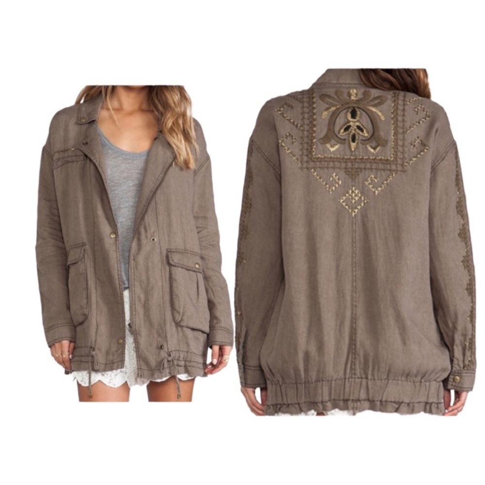 Free People Brown Embroidered Jacket
